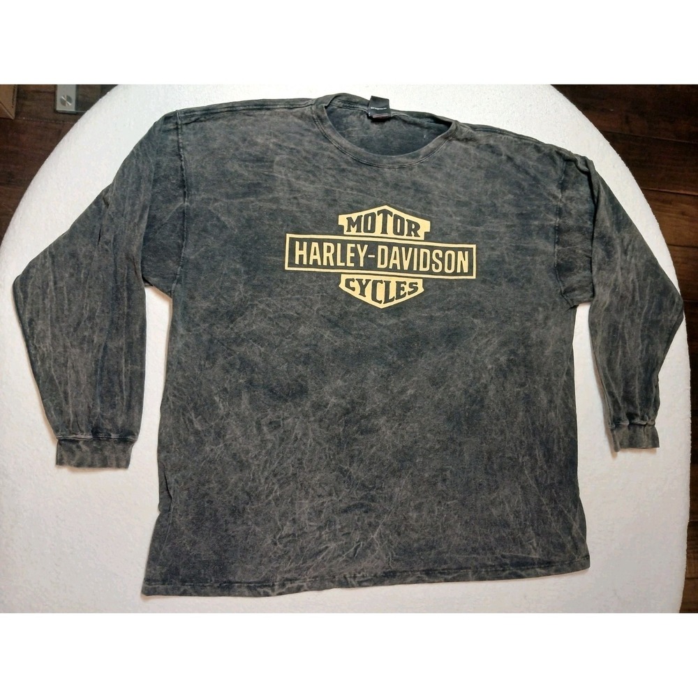 Y2K Harley-Davidson Shirt Mens 3XL Gray Charlotte North Carolina Long Sleeve Tee